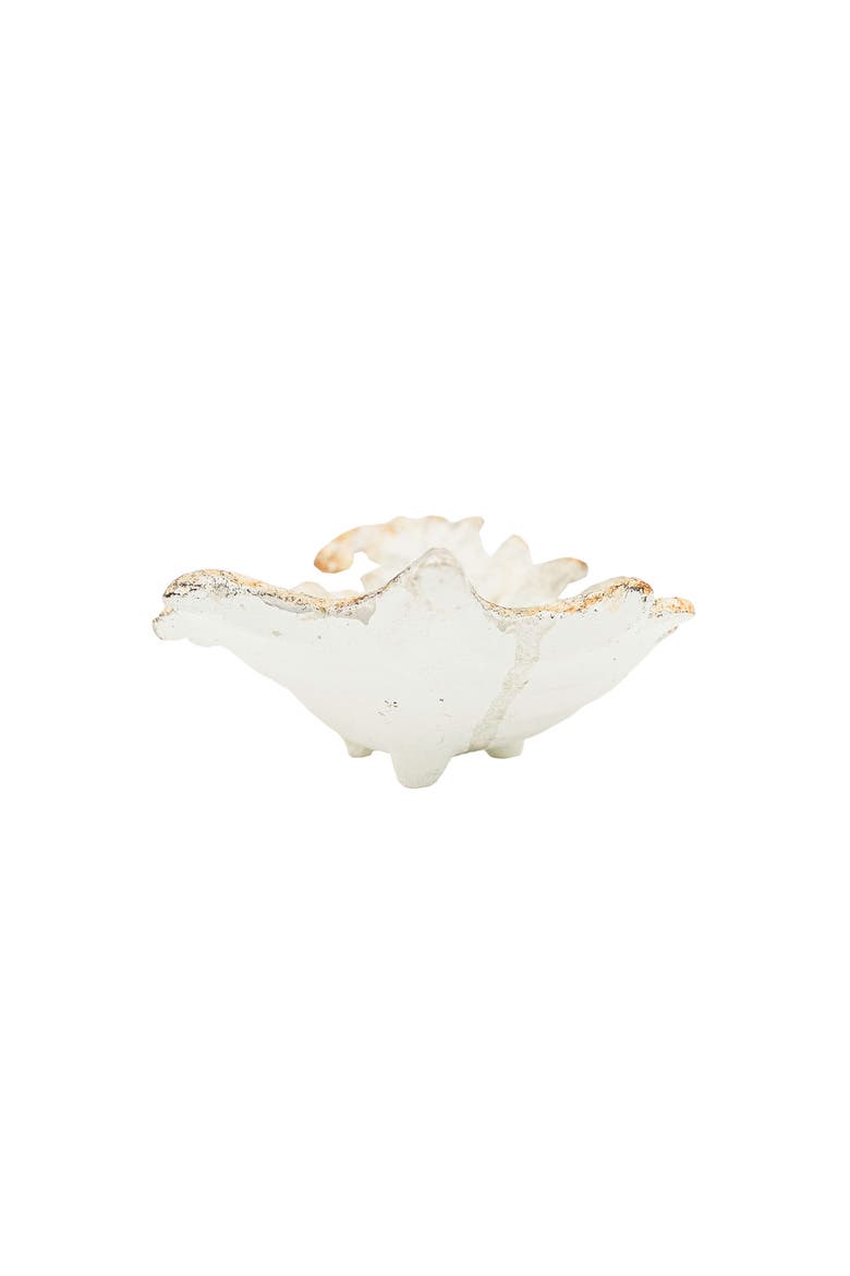 Leaf Trinket Dish Antique White Cast Iron, Alternate, color, White