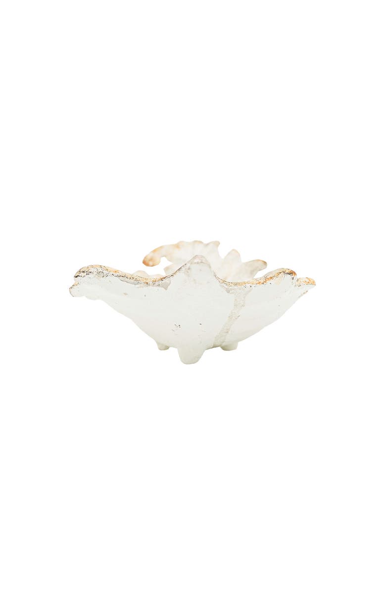 Foreside Home and Garden Leaf Trinket Dish Antique White Cast Iron, Alternate, color, White