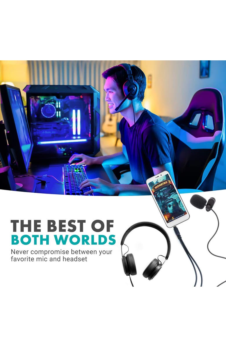 MOVO TCB1 3.5mm TRS (Female) Microphone to TRRS (Male) Smartphone Adapter, Alternate, color, Black