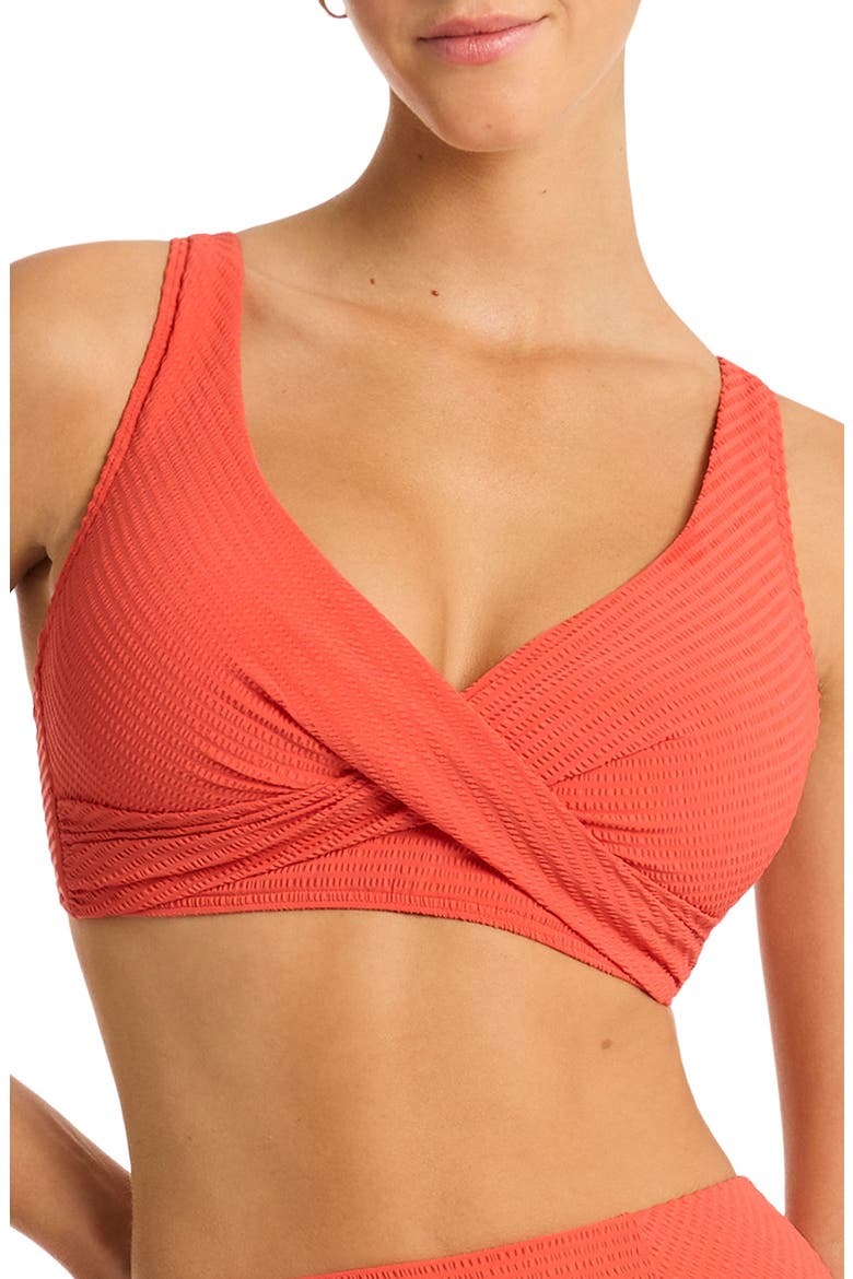 Cross Front Multifit Bikini Top, Main, color, FLAME