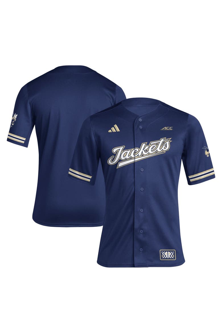 Men's adidas Navy Georgia Tech Yellow Jackets Reverse Retro Replica Baseball Jersey, Main, color, Navy