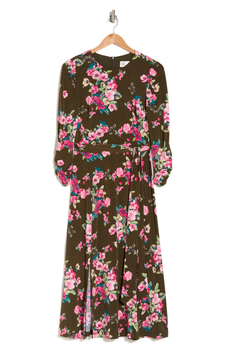 Eliza J Floral Long Sleeve Midi Dress, Alternate, color, 