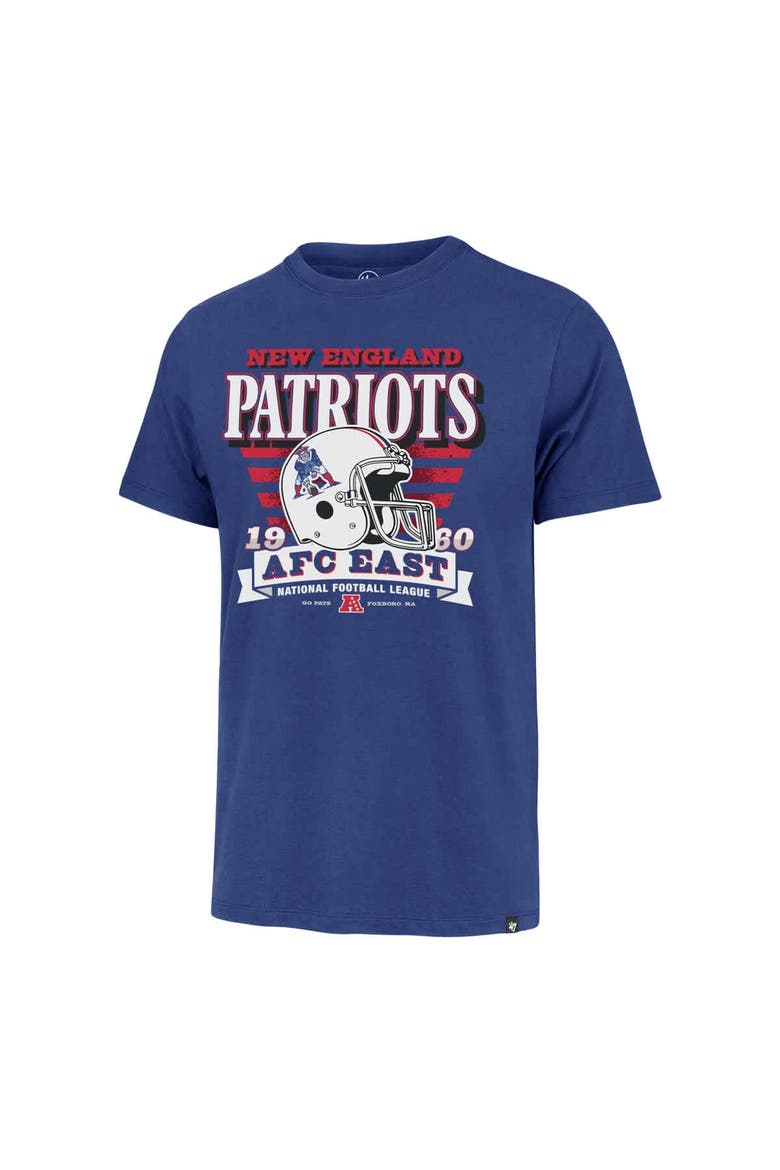 Men's '47 Royal New England Patriots Stripe Splash Franklin Throwback T-Shirt, Alternate, color, Royal