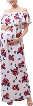 Kimi & Kai Marina Off the Shoulder Maternity Nursing Maxi Dress