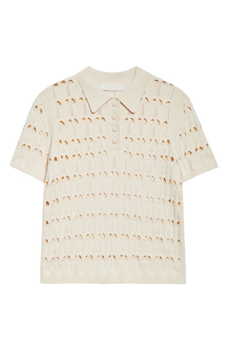 Zimmermann Rhiannon Pointelle Sweater Polo, Alternate, color, Cream