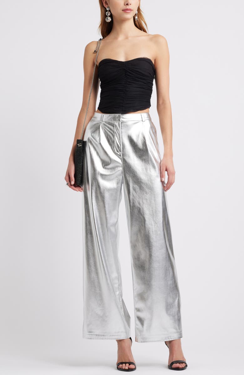 Open Edit Tulle Ruched Strapless Bustier Top, Alternate, color, Black Jet