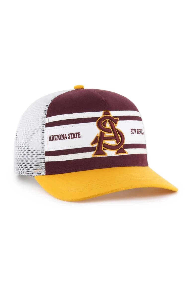 Youth '47 Maroon/Gold Arizona State Sun Devils Super Stripe Hitch Adjustable Trucker Hat, Alternate, color, Maroon