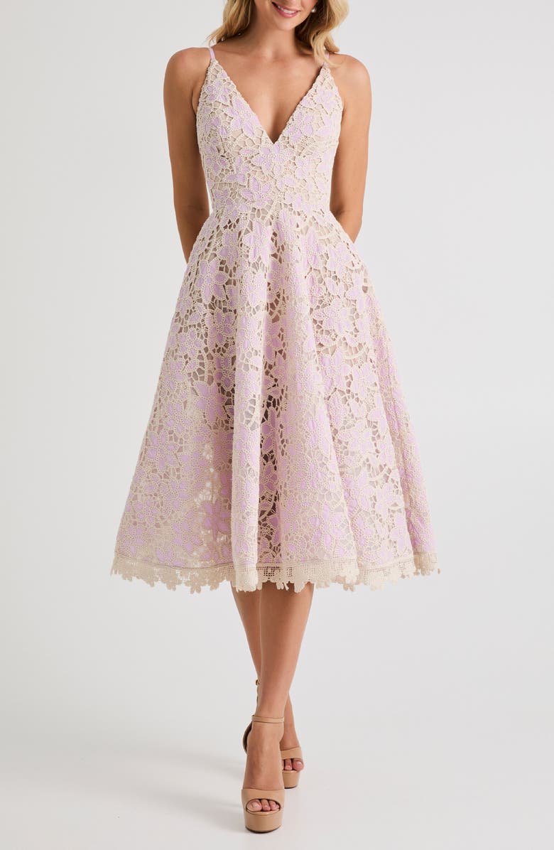 HELSI Amelia Floral Lace Dress, Main, color, Lilac/ Ivory