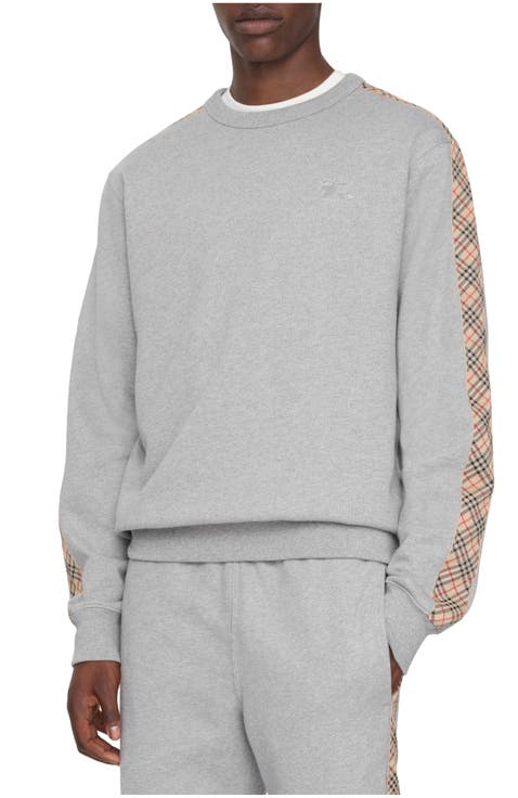 Check Trim Cotton Sweatshirt