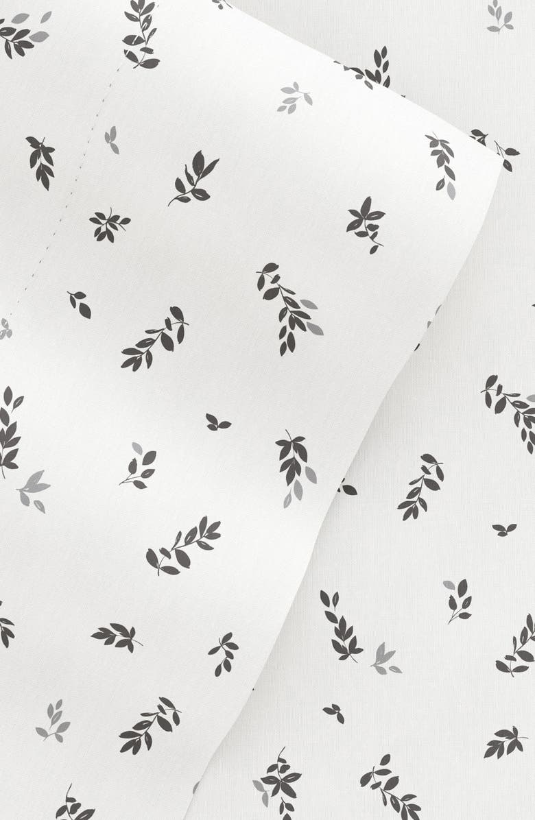 HOMESPUN HOME SPUN Premium Ultra Soft Spotted Leaves Pattern 4-Piece Bed Sheet Set, Alternate, color, Light Gray