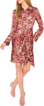 CeCe Floral Long Sleeve Shirtdress