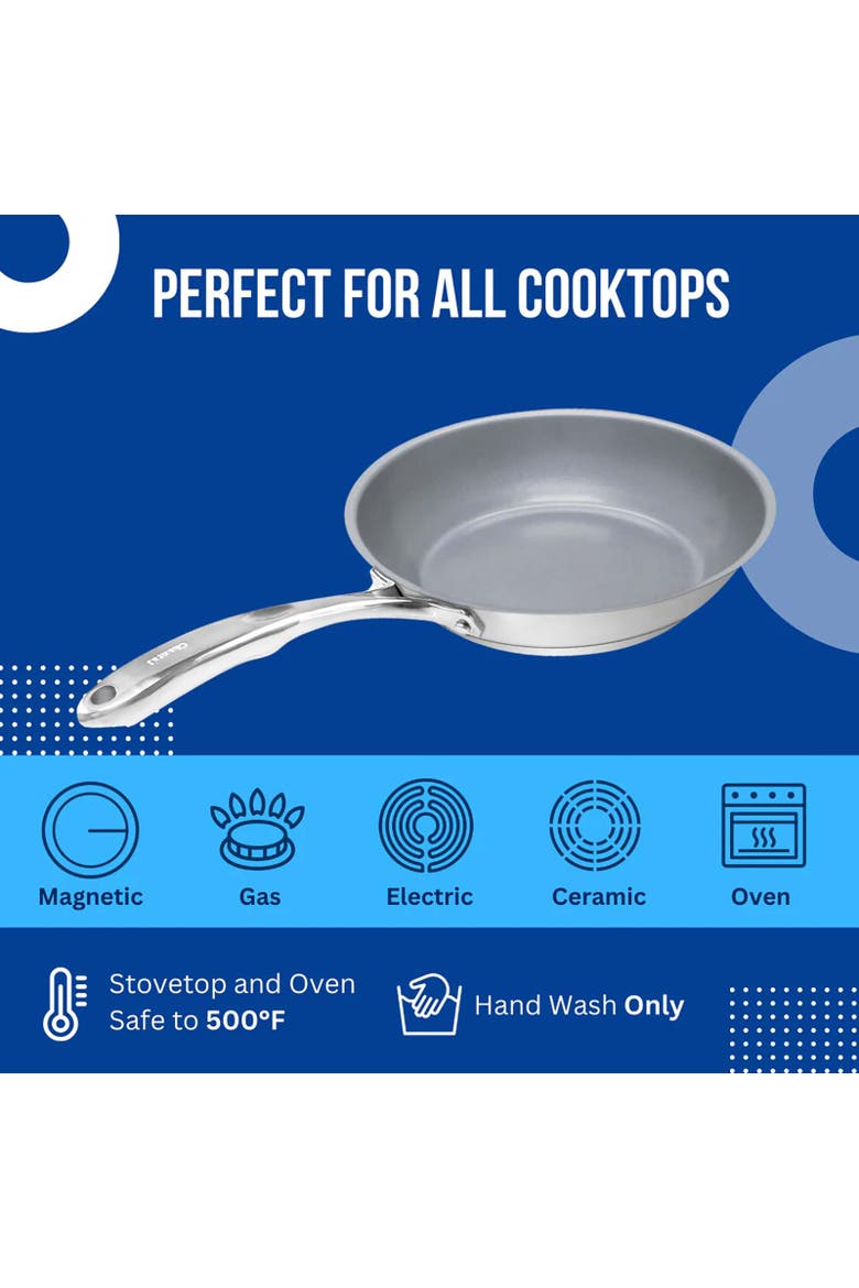 Induction 21 Ceramic Coated Fry Pan Set, 8-inch & 10-inch, Stainless, Alternate, color, Silver