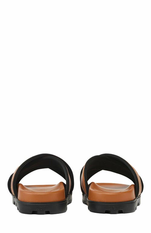 Mcm Cross Sandal In Visetos Leather Mix In Brown