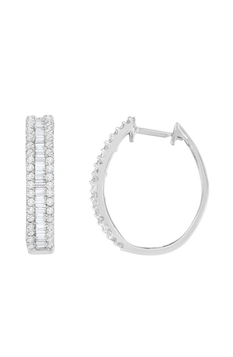Haus of Brilliance 10K White Gold Diamond Hoop Earrings, Alternate, color, White