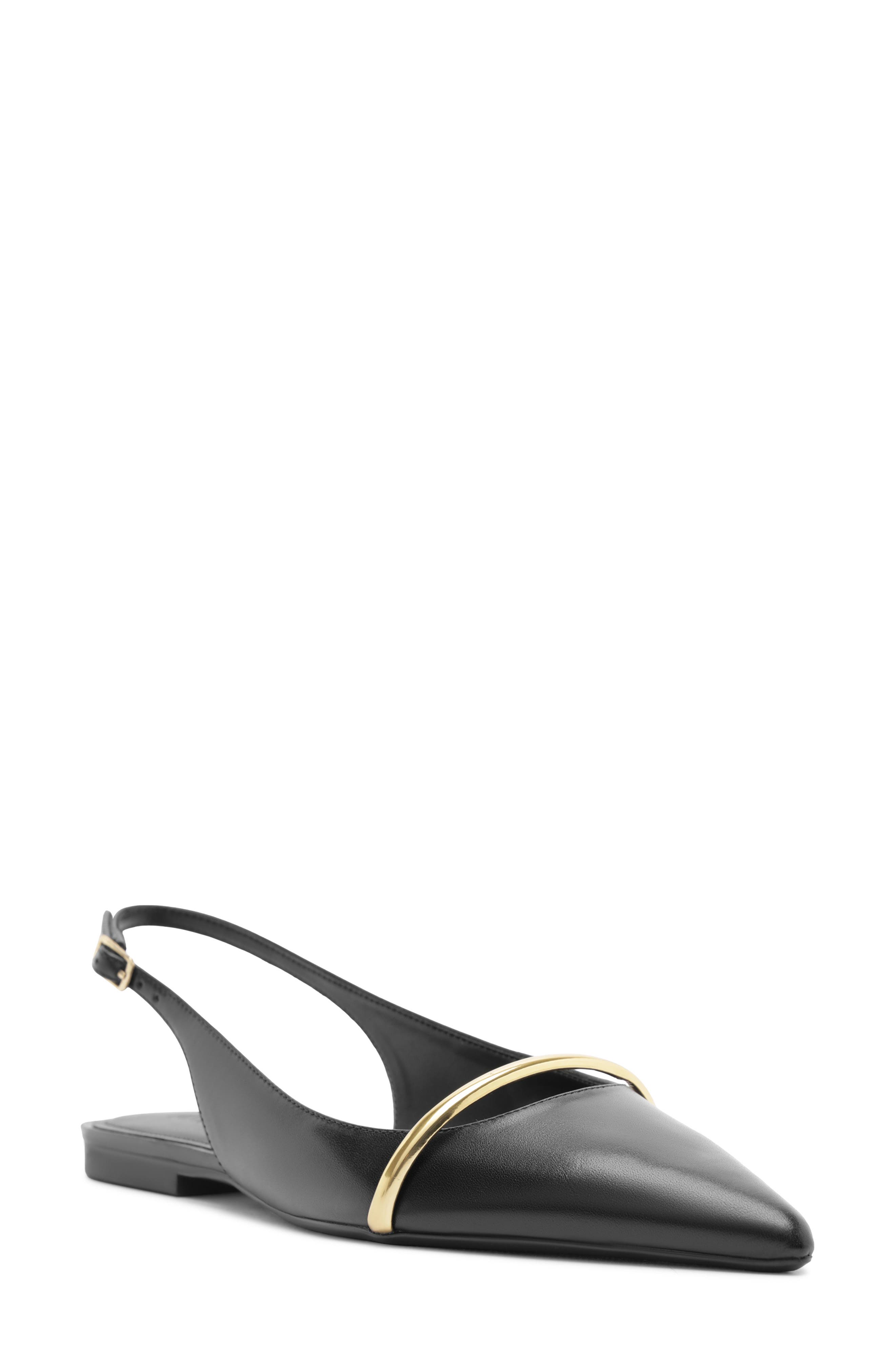 Margaret Slingback Pointed Toe Flat, Main, color, BLACK