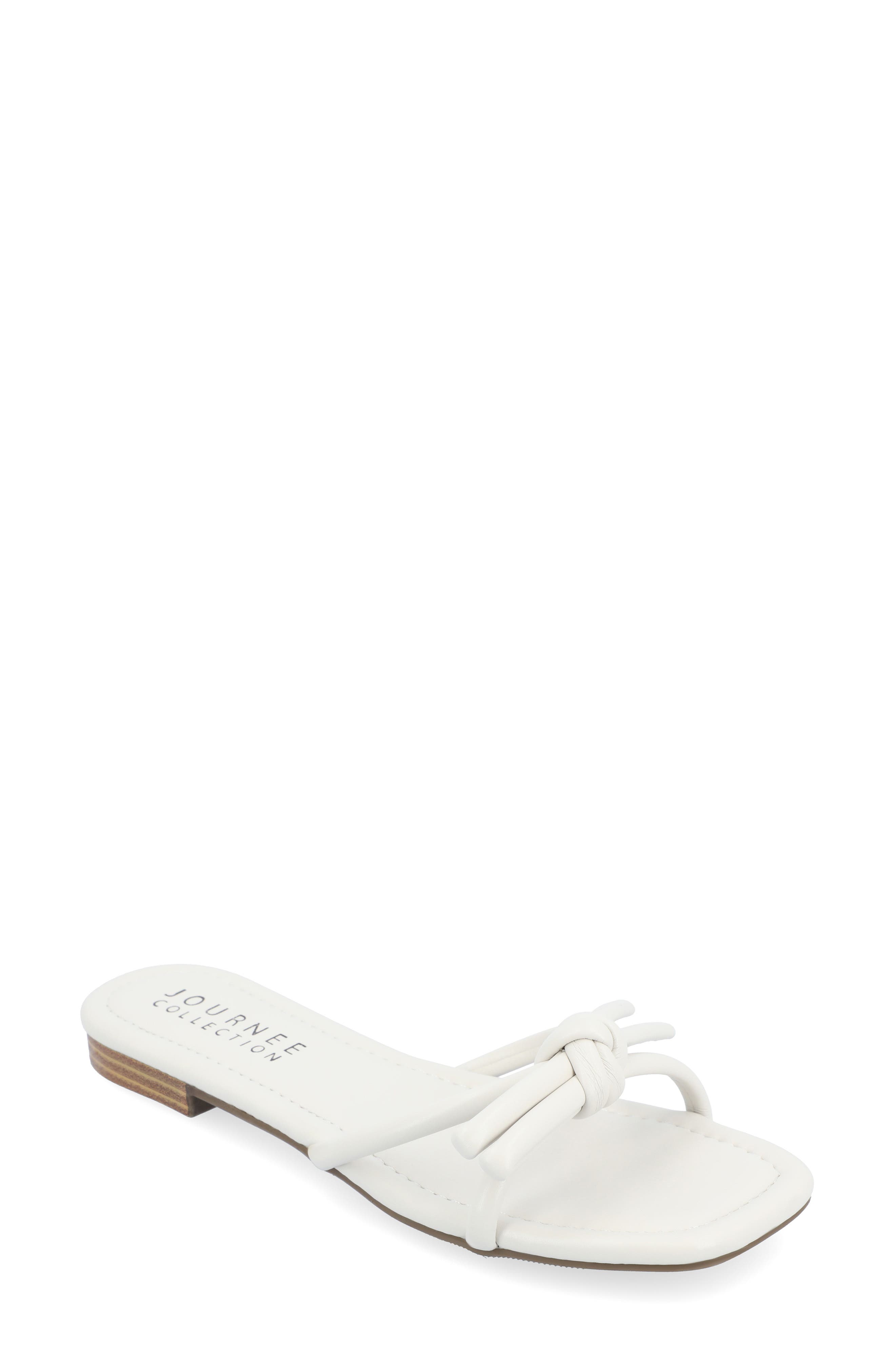 Journee Collection Soma Bow Sandal, Main, color, Off White