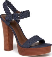 PAIGE Denim Ankle Strap Platform Sandal