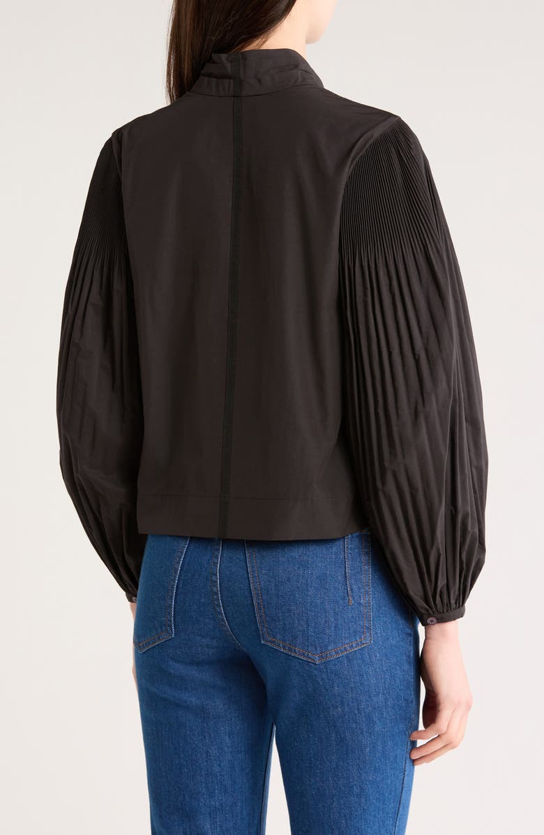 Derek Lam 10 Crosby Lupa Pleated Long Sleeve Button-Up Shirt, Alternate, color, Black