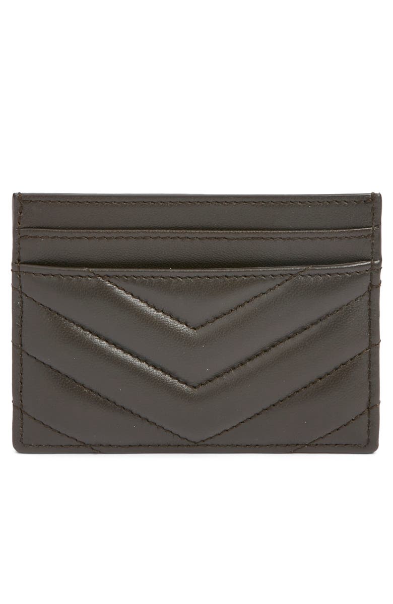 Saint Laurent Cassandra Matelassé Leather Card Case, Alternate, color, Urban Grey