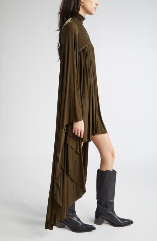 Zimmermann Memento Pleated Batwing Sleeve Minidress In Brown
