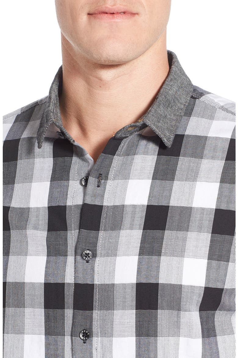 'Fog Crest' Regular Fit Buffalo Short Sleeve Woven Shirt, Alternate, color, NIGHT SHADOW