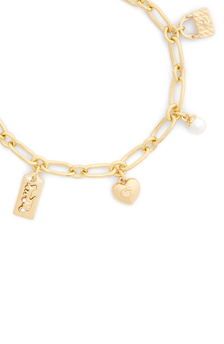 COACH Cherry Mixed Charm Bracelet, Alternate, color, Red/ Gold