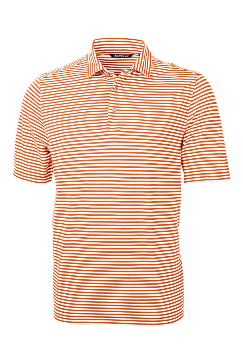 Virtue Piqué Stripe Recycled Blend Polo, Main, color, COLLEGE ORANGE