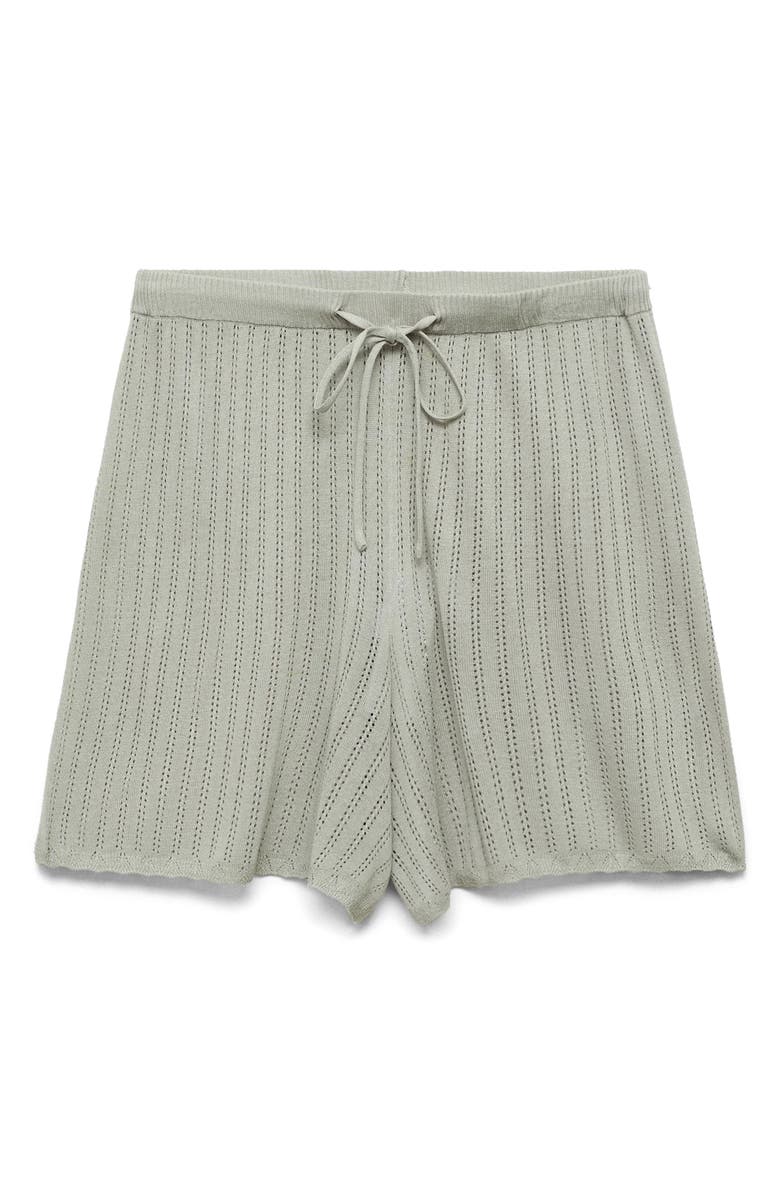 MANGO Pointelle Pajama Shorts, Main, color, Aqua Green