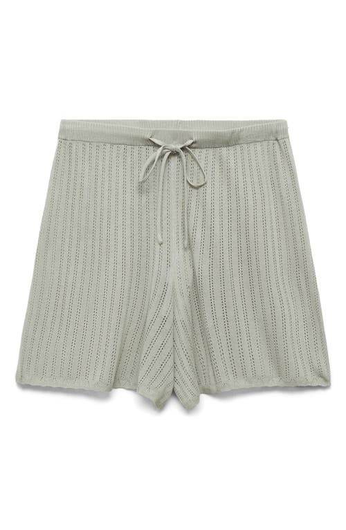 Mango Pointelle Pajama Shorts In Green