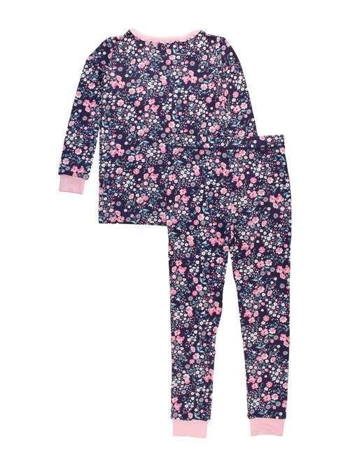 Shop Rufflebutts Softsnooze Girls Ruffle Long Sleeve Pajama Set In Moonlit Meadow