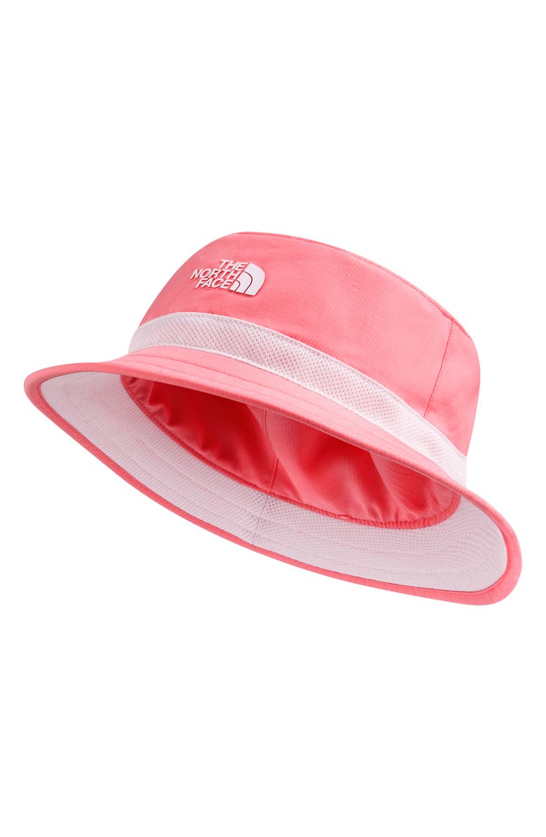 The North Face Kids' Class V Reversible Bucket Hat, Main, color, Coral Crush Logo Weather Topo