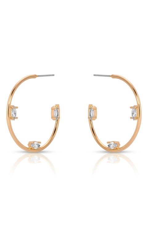 Dainty Cubic Zirconia Hoop Earrings