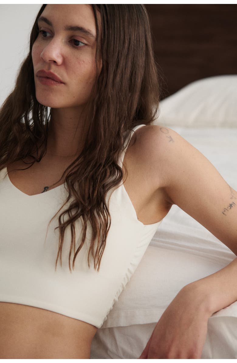 H&M Twist-detail Vest Top With Softmove, Alternate, color, Ivory