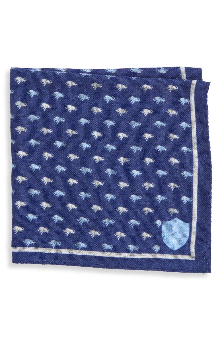 CLIFTON WILSON Print Wool Pocket Square, Main, color, Navy