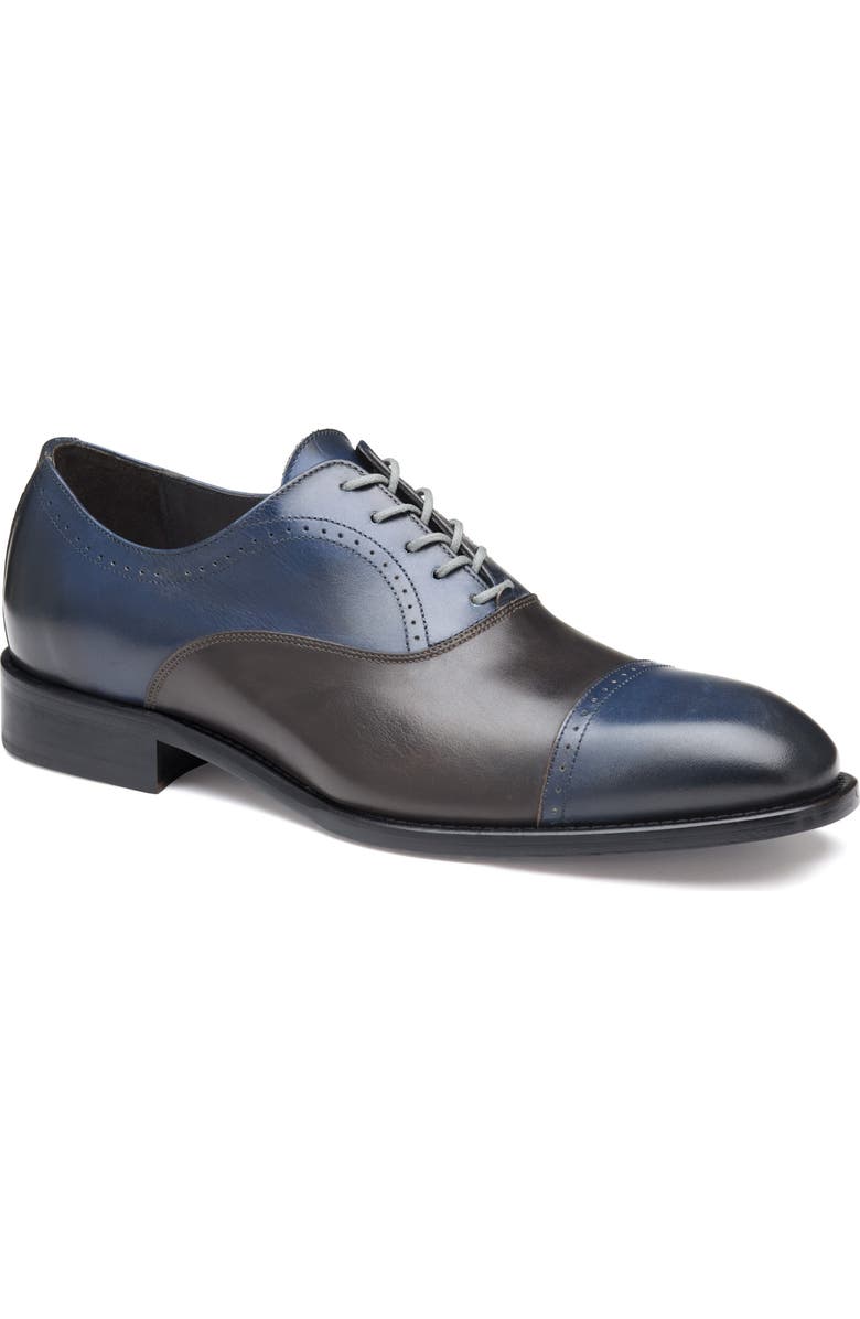 Johnston & Murphy Ellsworth Cap Toe Oxford, Main, color, Navy/Brown Italian Calfskin