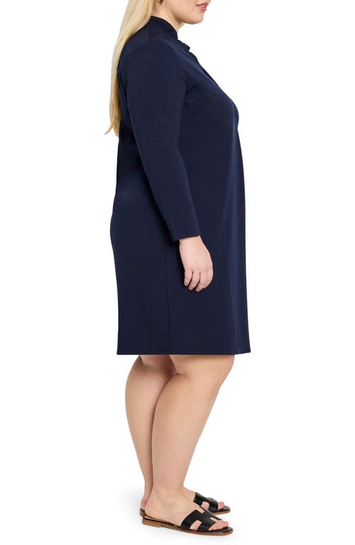 Nic + Zoe Nic+zoe Ruffle Collar Long Sleeve A-line Dress In Purple