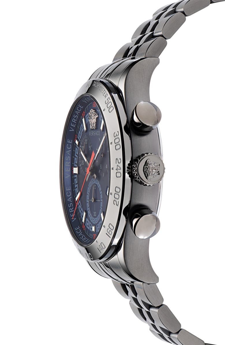 Versace Hellenyium Chronograph Bracelet Watch, 44mm, Alternate, color, Gun