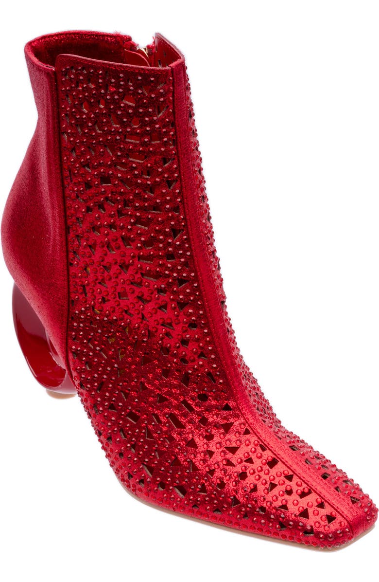 LADY COUTURE Breeze Rhinestone Pointed Toe Bootie, Main, color, Red