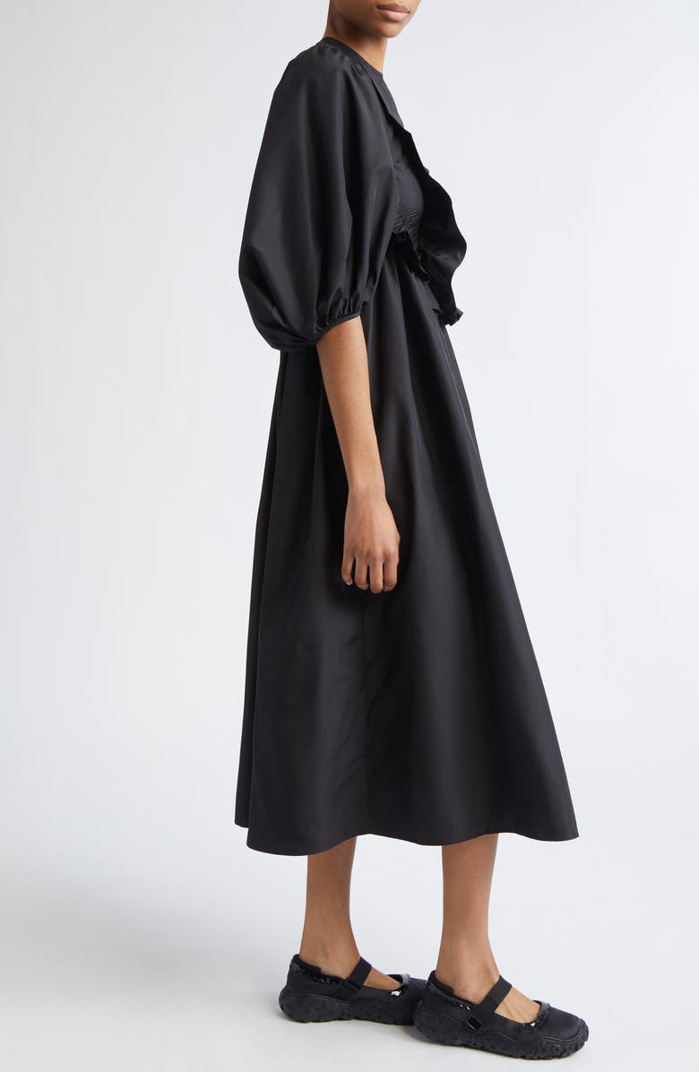 Cecilie Bahnsen Bolia Puff Sleeve Recycled Faille Dress, Alternate, color, Black
