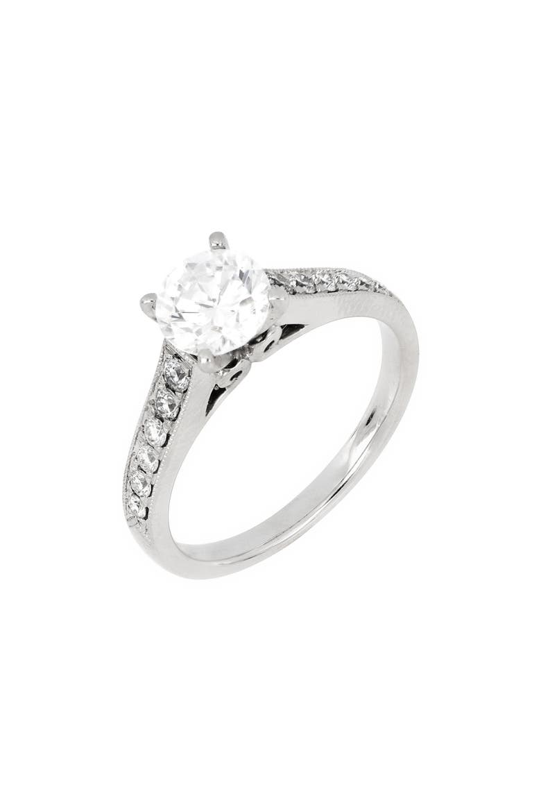 Milgrain Edge Engagement Ring Setting (Nordstrom Exclusive), Main, color, WHITE GOLD