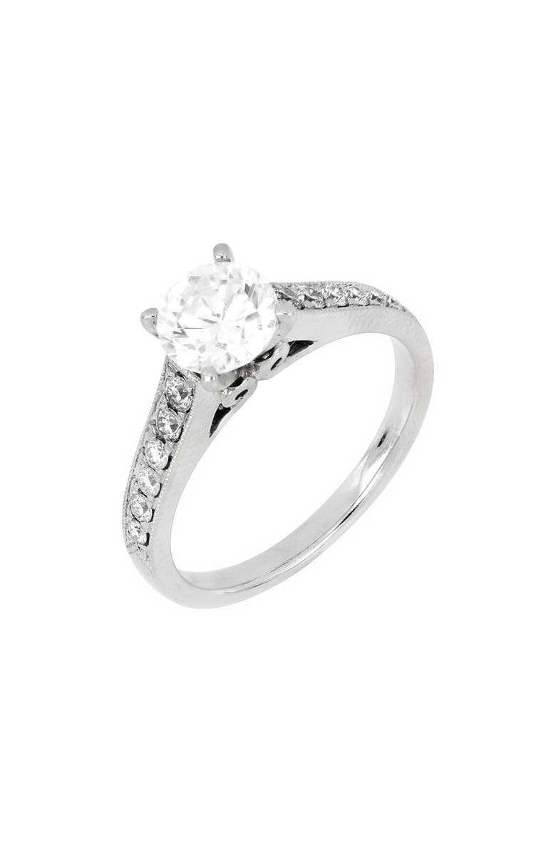Bony Levy Milgrain Edge Engagement Ring Setting, Main, color, White Gold