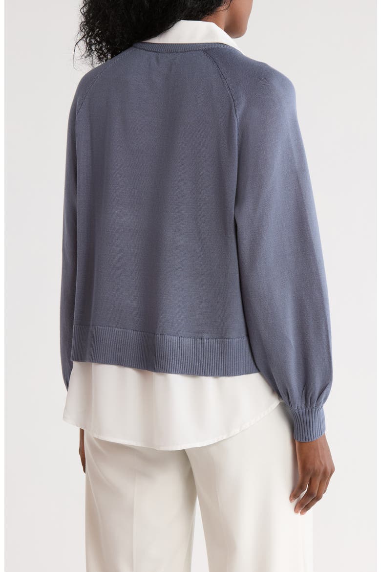 Mixed Media Sweater, Alternate, color, DUSTY BLUE/ IVORY