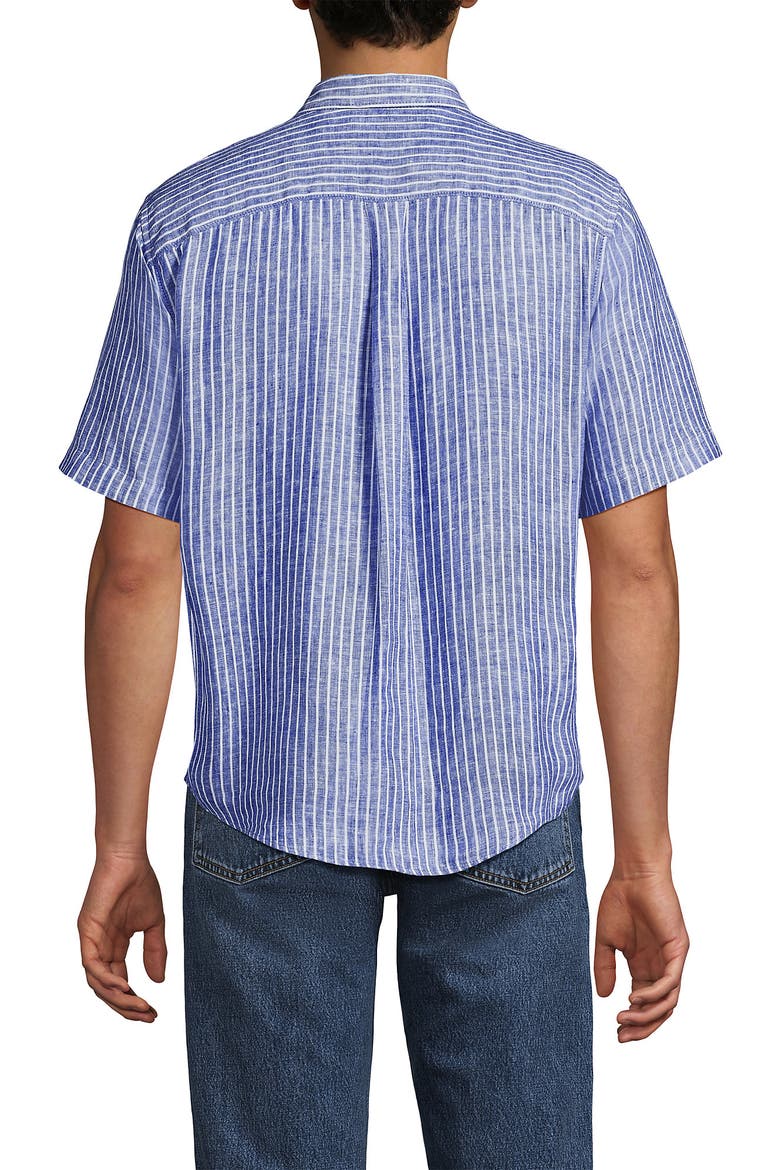 Traditional Fit Short Sleeve Linen Shirt, Alternate, color, Pale Sapphire Stripe