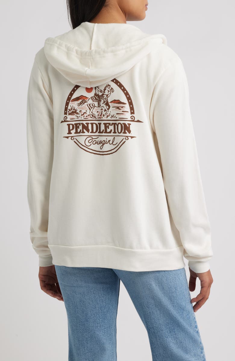 Pendleton Cowgirl Full Zip Graphic Hoodie, Alternate, color, Vintage White