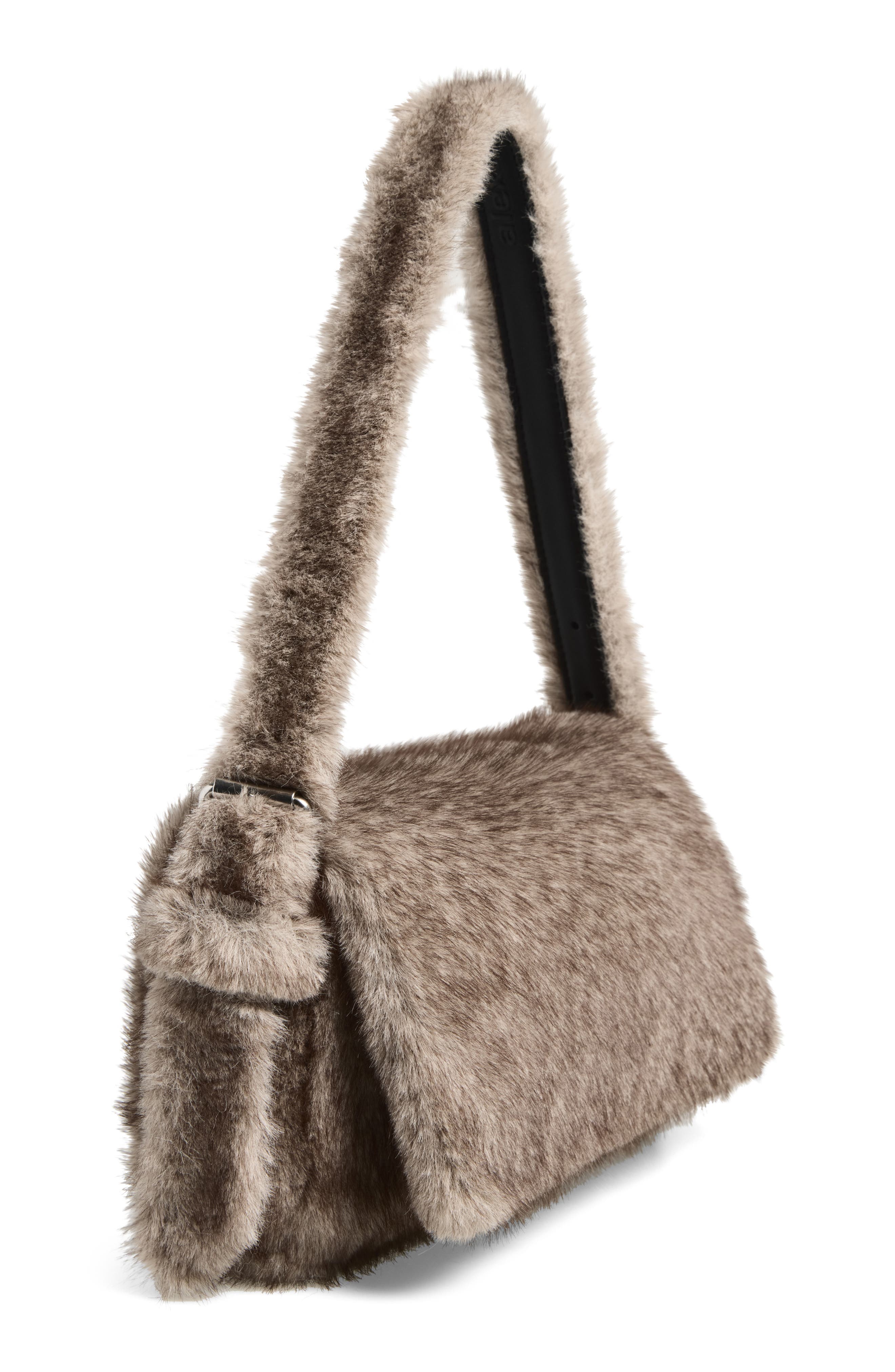 Ricco Slim Faux Fur Flap Bag, Alternate, color, GREY