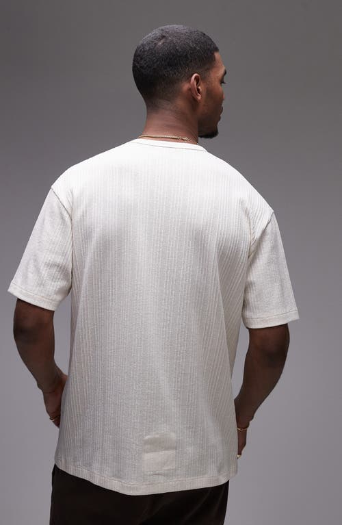 Topman Oversized Fit Textured Stripe T-shirt In White