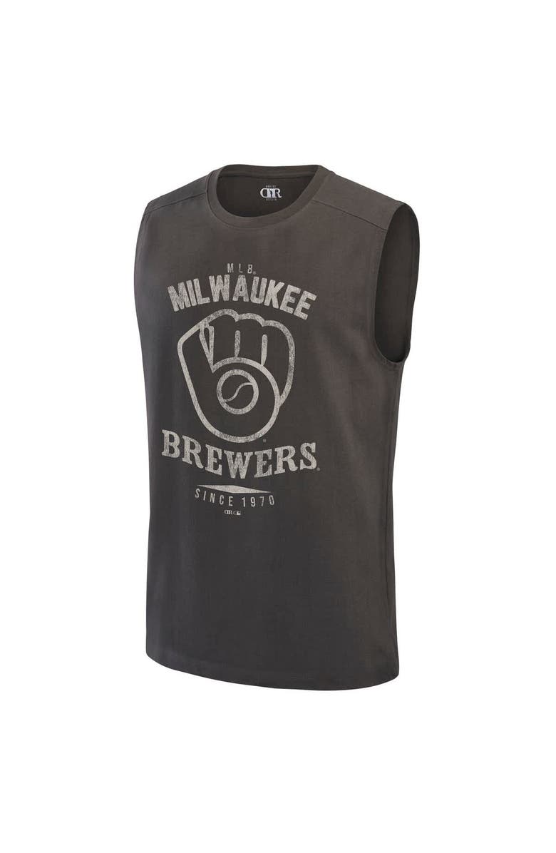Darius Rucker Collection by Fanatics Men's Darius Rucker Collection by Fanatics  Charcoal Milwaukee Brewers Muscle Tank Top, Alternate, color, Charcoal