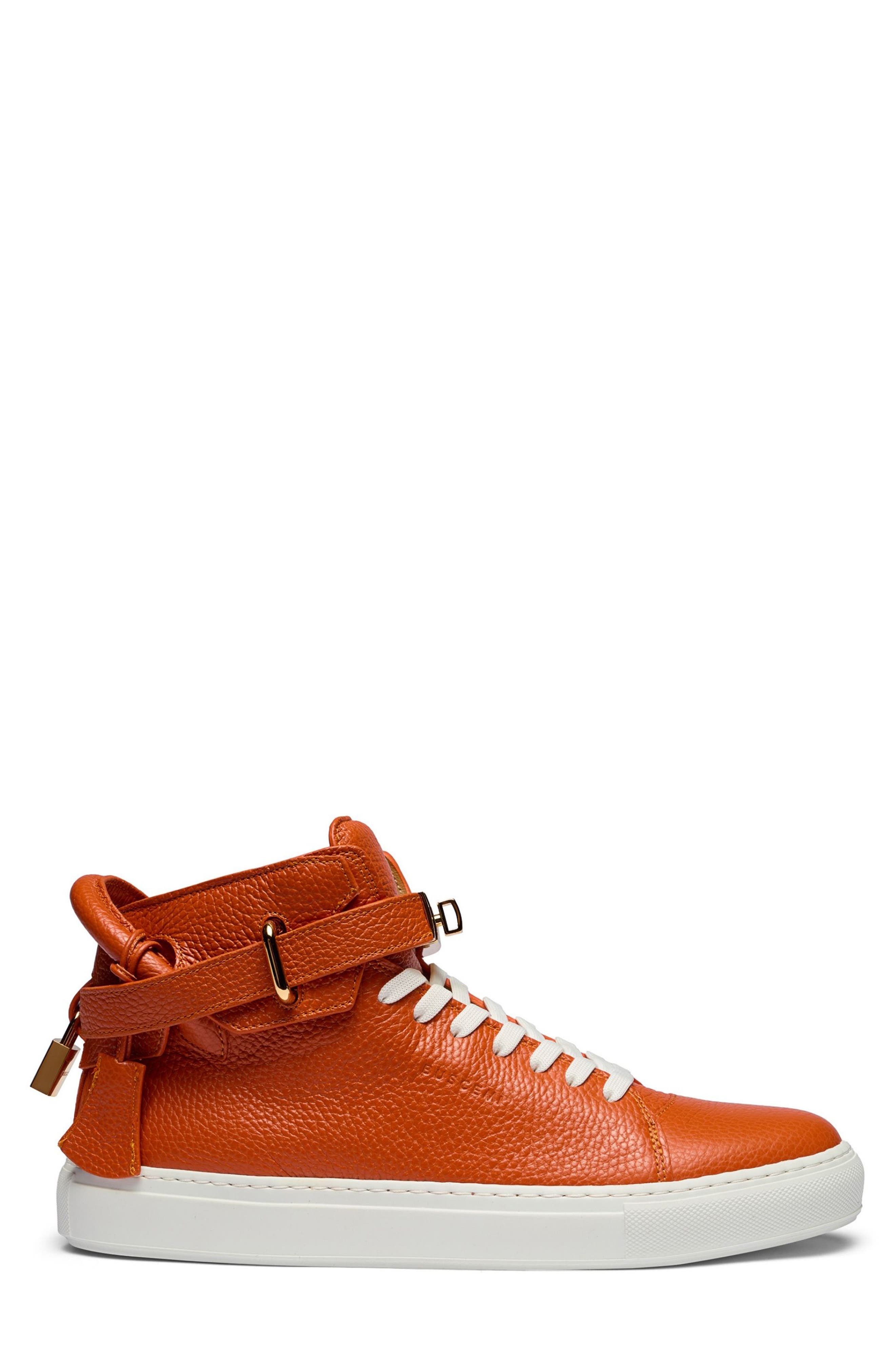 Buscemi 100mm High Top Sneaker, Alternate, color, Orange/ White