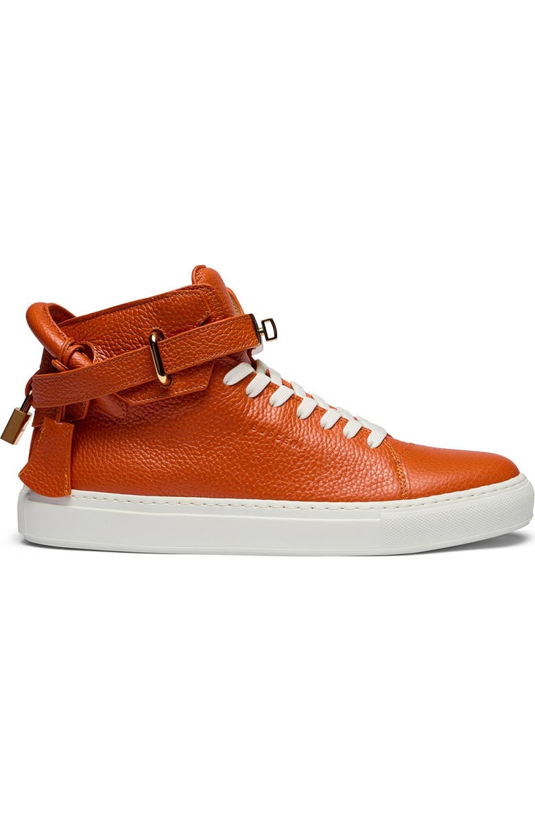 Buscemi 100mm High Top Sneaker, Alternate, color, Orange/ White