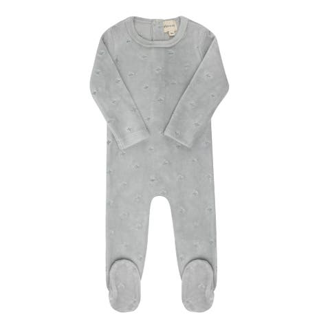 Velour Embroidered Floral Collection - Footie